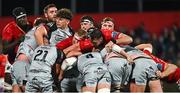 4 November 2023; Players from both teams contest a ruck during the United Rugby Championship match between Munster and Dragons at Musgrave Park in Cork. Photo by Eóin Noonan/Sportsfile