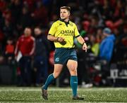 4 November 2023; Referee Sam Grove-White during the United Rugby Championship match between Munster and Dragons at Musgrave Park in Cork. Photo by Piaras Ó Mídheach/Sportsfile