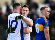 5 November 2023; Naas players Eoin Doyle and Alex Beirne, 10, celebrate after their side's victory in the AIB Leinster GAA Football Senior Club Championship quarter-final match between Naas and Summerhill at Manguard Park in Kildare. Photo by Piaras Ó Mídheach/Sportsfile