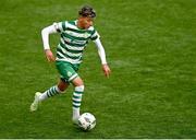 29 October 2023; Thomas Vieira of Shamrock Rovers during the EA SPORTS U15 LOI Michael Hayes Cup match between St Patrick Athletic and Shamrock Rovers at Athlone Town Stadium in Westmeath. Photo by Eóin Noonan/Sportsfile