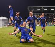 10 November 2023; Ronan Coughlan of Waterford and team-mates celebrate after he scored their second goal during the SSE Airtricity Men's Premier Division Promotion / Relegation play-off match between Waterford and Cork City at Tallaght Stadium in Dublin. Photo by Stephen McCarthy/Sportsfile