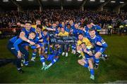 10 November 2023; Waterford players celebrate after their victory in the SSE Airtricity Men's Promotion / Relegation play-off match between Waterford and Cork City at Tallaght Stadium in Dublin. Photo by Stephen McCarthy/Sportsfile