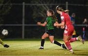 11 November 2023; Ellen Dolan of Peamount United shoots to score her side's second goal during the SSE Airtricity Women's Premier Division match between Peamount United and Sligo Rovers at PRL Park in Greenogue, Dublin. Photo by Stephen McCarthy/Sportsfile