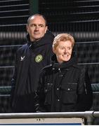 11 November 2023; Republic of Ireland women's interm manager and FAI's head of women’s and girl’s football Eileen Gleeson and assistant coach Colin Healy during the SSE Airtricity Women's Premier Division match between Peamount United and Sligo Rovers at PRL Park in Greenogue, Dublin. Photo by Stephen McCarthy/Sportsfile