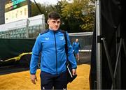 12 November 2023; Dan Sheehan of Leinster arrives before the United Rugby Championship match between Dragons and Leinster at Rodney Parade in Newport, Wales. Photo by Harry Murphy/Sportsfile
