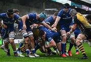 12 November 2023; Dan Sheehan of Leinster on his way to scoring his side's first try during the United Rugby Championship match between Dragons and Leinster at Rodney Parade in Newport, Wales. Photo by Harry Murphy/Sportsfile