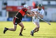 12 November 2023; Seanie Bolger of O'Loughlin Gaels in action against Sean Joyce of Mount Leinster Rangers during the AIB Leinster GAA Hurling Senior Club Championship quarter-final match between Mount Leinster Rangers, Carlow, and O'Loughlin Gaels, Kilkenny, at Netwatch Cullen Park in Carlow. Photo by David Fitzgerald/Sportsfile