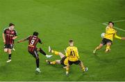 12 November 2023; Jonathan Afolabi of Bohemians has a shot on goal during the Sports Direct FAI Cup Final between Bohemians and St Patrick's Athletic at the Aviva Stadium in Dublin. Photo by Michael P Ryan/Sportsfile