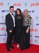 11 November 2023; Canoeist Jenny Egan, centre, with Jon Simmons and Canoe Ireland chief executive Moira Aston in attendance at the Team Ireland Olympic Ball at the Mansion House in Dublin. The event was a joint celebration of the brilliant performances of Team Ireland athletes at the European Games this summer, as well as the announcement of the winners of the Olympic Federation of Ireland Annual Awards. The event was attended by the Minister for Tourism, Culture, Arts, Gaeltacht, Sport and Media, Catherine Martin TD, Minister of State for Sport and Physical Education, Thomas Byrne TD, Olympic medallists, European Games athletes, Team Ireland Sponsors and Partners, Sport Ireland and the wider Olympic family. Photo by Brendan Moran/Sportsfile