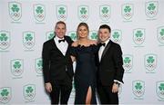 11 November 2023; Rory Cassidy, Clara O'Brien and Kieran Jackson in attendance at the Team Ireland Olympic Ball at the Mansion House in Dublin. The event was a joint celebration of the brilliant performances of Team Ireland athletes at the European Games this summer, as well as the announcement of the winners of the Olympic Federation of Ireland Annual Awards. The event was attended by the Minister for Tourism, Culture, Arts, Gaeltacht, Sport and Media, Catherine Martin TD, Minister of State for Sport and Physical Education, Thomas Byrne TD, Olympic medallists, European Games athletes, Team Ireland Sponsors and Partners, Sport Ireland and the wider Olympic family. Photo by David Fitzgerald/Sportsfile