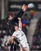17 November 2023; Willem Alberts of Emirates Lions and David McCann of Ulster during the United Rugby Championship match between Ulster and Emirates Lions at Kingspan Stadium in Belfast. Photo by Ramsey Cardy/Sportsfile