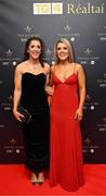 18 November 2023; Cork players Ciara O'Sullivan, left, and Doireann O'Sullivan upon arrival at the TG4 All-Ireland Ladies Football All Stars Awards banquet, in association with Lidl, at the Bonnington Dublin Hotel. Photo by Brendan Moran/Sportsfile