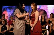 18 November 2023; TG4 Senior Players Player of the Year Louise Ní Mhuircheartaigh of Kerry is interviewed by MC Máire Ní Bhraonáin during the TG4 All-Ireland Ladies Football All Stars Awards banquet, in association with Lidl, at the Bonnington Dublin Hotel. Photo by Brendan Moran/Sportsfile