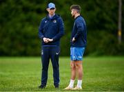 20 November 2023; Head coach Leo Cullen speaks to Ross Byrne during a squad training session on the Leinster Rugby 12 Counties Tour at Kilkenny College in Kilkenny. Photo by Harry Murphy/Sportsfile