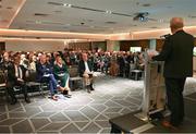 24 November 2023; Connacht Council President John Murphy speaking at the launch of the Allianz Cumann na mBunscol 50th anniversary book, &quot;50 Bliain ag Fás’, at Croke Park in Dublin. Photo by Sam Barnes/Sportsfile