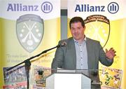 24 November 2023; Martin McKeogh speaking on behalf of Allianz at the launch of the Allianz Cumann na mBunscol 50th anniversary book, &quot;50 Bliain ag Fás’, at Croke Park in Dublin. Photo by Sam Barnes/Sportsfile