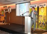 24 November 2023; Martin McKeogh speaking on behalf of Allianz at the launch of the Allianz Cumann na mBunscol 50th anniversary book, &quot;50 Bliain ag Fás’, at Croke Park in Dublin. Photo by Sam Barnes/Sportsfile