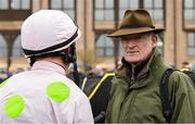 25 November 2023; Trainer Willie Mullins with Paul Townend after winning the Conway Piling Beginners Steeplechase with Gaelic Warrior on day one of the Punchestown Winter Festival at Punchestown Racecourse in Kildare. Photo by Matt Browne/Sportsfile