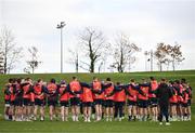 28 November 2023; Munster players huddle during Munster rugby squad training at University of Limerick in Limerick. Photo by Sam Barnes/Sportsfile