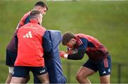 28 November 2023; Alex Nankivell, right, during Munster rugby squad training at University of Limerick in Limerick. Photo by Sam Barnes/Sportsfile