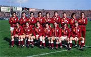 18 September 1983. The Galway squad; top row, from left, Tomás Tierney, Mattie Coleman, Brian O’Donnell, Richie Lee, Padraic Coyne, Stephen Kinneavy, Barry Brennan, Gay McManus, Tom Naughton. Bottom row, from left, Val Daly, Peter Lee, Séamus McHugh, Stephen Joyce, Pat O’Neill, Johnny Hughes, Brian Talty pose for a photograph before the All-Ireland Football final match between Dublin and Galway at Croke Park in Dublin. Photo by Ray McManus/Sportsfile