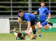 7 September 2013; Fergal Cleary, Leinster, is tackled by Fionn Higgins, Connacht. Under 19 Interprovincial, Leinster v Connacht, Templeville Road, Dublin. Photo by Sportsfile