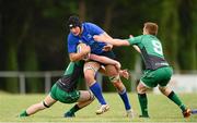 7 September 2013; James Doyle, Leinster, is tackled by Evan Galvin, left, and Jason Mitchell, Connacht. Under 19 Interprovincial, Leinster v Connacht, Templeville Road, Dublin. Photo by Sportsfile