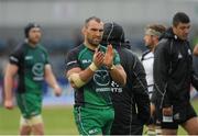 7 September 2013; John Muldoon, Connacht, applaudes the crowd after the game. Celtic League 2013/14, Round 1, Connacht v Zebre, Sportsground, Galway. Picture credit: Ray Ryan / SPORTSFILE