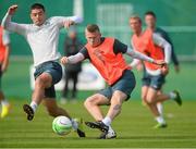 8 September 2013; Republic of Ireland's James McClean, centre, and Darren O'Dea during squad training ahead of their 2014 FIFA World Cup Qualifier Group C game against Austria on Tuesday. Republic of Ireland Squad Training, Gannon Park, Malahide, Co. Dublin. Picture credit: David Maher / SPORTSFILE