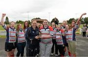 7 September 2013; Chairperson of Leinster Women's rugby Lorna O'Connor presents Tracey Talbot, Mullingar Ladies RFC, with the development team trophy during the Leinster Women’s Blitz at Carlow RFC, Co. Carlow. Picture credit: Matt Browne / SPORTSFILE