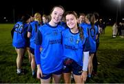 7 December 2023; Clodagh Kennedy, left, and Aisling Walls of UCD after the 3rd Level Ladies Football League Division 2 final match between UCD and Ulster University at Dundalk Institute of Technology in Dundalk, Louth. Photo by Ben McShane/Sportsfile