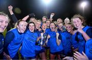 7 December 2023; UCD players celebrate with the cup after the 3rd Level Ladies Football League Division 2 final match between UCD and Ulster University at Dundalk Institute of Technology in Dundalk, Louth. Photo by Ben McShane/Sportsfile