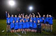 7 December 2023; UCD players celebrate with the cup after the 3rd Level Ladies Football League Division 2 final match between UCD and Ulster University at Dundalk Institute of Technology in Dundalk, Louth. Photo by Ben McShane/Sportsfile