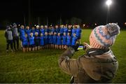 7 December 2023; A UCD supporter takes a photograph of the UCD team with her smartphone after the 3rd Level Ladies Football League Division 2 final match between UCD and Ulster University at Dundalk Institute of Technology in Dundalk, Louth. Photo by Ben McShane/Sportsfile