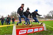 9 December 2023; Ireland athletes, from left, Cormac Dalton, Dean Casey and Niall Murphy during a course inspection and training session ahead of the SPAR European Cross Country Championships at Laeken Park in Brussels, Belgium. Photo by Sam Barnes/Sportsfile