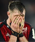 9 December 2023; Tom Ahern of Munster reacts after the Investec Champions Cup Pool 3 Round 1 match between Munster and Aviron Bayonnais at Thomond Park in Limerick. Photo by Brendan Moran/Sportsfile