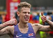 10 December 2023; Will Barnicoat of Great Britain celebrates after winning the U23 men's 7000m during the SPAR European Cross Country Championships at Laeken Park in Brussels, Belgium. Photo by Sam Barnes/Sportsfile