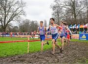 10 December 2023; Will Barnicoat of Great Britain, left, and Valentin Bresc of France compete in the U23 men's 7000m during the SPAR European Cross Country Championships at Laeken Park in Brussels, Belgium. Photo by Sam Barnes/Sportsfile