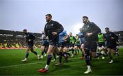 10 December 2023; Leinster co-captain Garry Ringrose leads the team in the warmup before the Investec Champions Cup match between La Rochelle and Leinster at Stade Marcel Deflandre in La Rochelle, France. Photo by Harry Murphy/Sportsfile