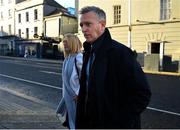 13 December 2023; FAI chief executive Jonathan Hill, right, and FAI independent director Catherine Guy arrive at Dáil Éireann in Dublin ahead of a meeting with the Oireachtas Committee on Tourism, Culture, Arts, Sport and Media. Photo by David Fitzgerald/Sportsfile