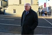 13 December 2023; Outgoing FAI president Gerry McAnaney arrives at Dáil Éireann in Dublin ahead of a meeting with the Oireachtas Committee on Tourism, Culture, Arts, Sport and Media. Photo by David Fitzgerald/Sportsfile