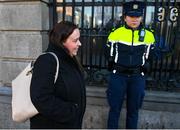 13 December 2023; FAI board member Niamh O’Mahony arrives at Dáil Éireann in Dublin ahead of a meeting with the Oireachtas Committee on Tourism, Culture, Arts, Sport and Media. Photo by David Fitzgerald/Sportsfile