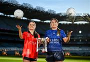 13 December 2023; In attendance at a photocall ahead of the currentaccount.ie All-Ireland Junior, Intermediate and Ladies Senior Club Football Championship Finals next weekend are Lisa Harte of O’Donovan Rossa, Cork, left, and Laura Kelly of Claremorris, Mayo, with the Junior Cup . The Intermediate and Senior Finals will be played at Croke Park on Saturday, December 16, with the Junior Final to be played at Parnell Park, Dublin, on Sunday December 17. Photo by Sam Barnes/Sportsfile