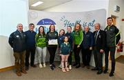 14 December 2023; In attendance, from left, Connacht GAA secretary of health and wellbeing Denis O'Boyle, Connacht GAA secretary John Prenty, Brid O'Dwyer, GAA community and health co-ordinator, Fran Downey, Mayo GAA chairperson of Health and Wellbeing, Ellsie Mackeever, age 9, Ruby Mackeever, age 6, and Maisie Mackeever, age 13, Noreen Johnston, Mayo GAA secretary of Health and Wellbeing, Mattie Gilroy, chairperson of Connacht GAA Health and Wellbeing, Connacht GAA Council president John Murphy and Stuart Maloney, GAA community and health co-ordinator for Connacht and Munster, showcasing the award of Mayo GAA winning the All-Ireland County Health and Wellbeing Community of the Year 2023 during the Irish Life Connacht GAA Healthy Clubs recognition event at the Connacht GAA Centre of Excellence in Bekan, Mayo. Photo by Ben McShane/Sportsfile