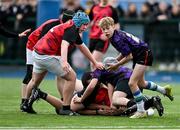 14 December 2023; Zach White of Creagh College in action against Ryan O'Brien McCormack of St. Mary’s CBC during the Division 3A JCT Development Shield final match between St. Mary’s CBC, Portlaoise and Creagh College at Energia Park in Dublin. Photo by Stephen Marken/Sportsfile