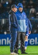 1 January 2024; Leinster senior coach Jacques Nienaber speaks with Ulster head coach Dan McFarland before the United Rugby Championship match between Leinster and Ulster at RDS Arena in Dublin. Photo by Harry Murphy/Sportsfile