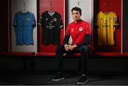 5 January 2024; St Patrick's Athletic new signing Marcelo Pitaluga, on loan from Liverpool FC, sits for a portrait during his unveiling at Richmond Park in Dublin. Photo by Seb Daly/Sportsfile