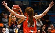 6 January 2024; Kyaja Williams of Brunell in action against Claire Melia of Killester during the Basketball Ireland Pat Paudie O'Connor Cup semi-final match between Pyrobel Killester and Gurranabraher Credit Union Brunell at Neptune Stadium in Cork. Photo by Eóin Noonan/Sportsfile