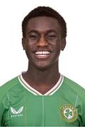 27 September 2023; Mo Oladiti during Republic of Ireland U16 portrait session at the Pillo Hotel in Ashbourne, Meath. Photo by Seb Daly/Sportsfile