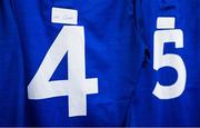 14 January 2024; A handwritten name sticker on the jersey of Laois player Lee Cleere before the Dioralyte Walsh Cup Round 3 match between Galway and Laois at Duggan Park in Ballinasloe, Galway. Photo by Seb Daly/Sportsfile